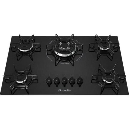 Cooktop Mueller 5 Bocas com Queimador Tripla Chama MCG135BG1 Bivolt