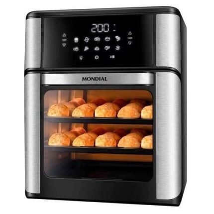 Fritadeira Elétrica Air Fryer Forno Oven 12L Mondial PretoInox AFON-12L-BI 2000W