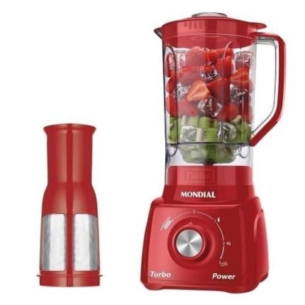 Liquidificador Mondial L-99 com Filtro Copo de Plástico com 3 Velocidades + Pulsar 500W Vermelho