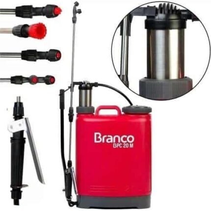 Pulverizador Manual Costal Branco Bpc20m 20l Pistão Metálico 4 Bicos